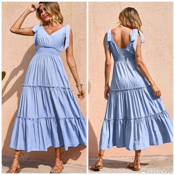 Sleeveless Layered Tiered Maxi Dress - Picture 1 of 14